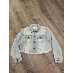 Tinsel Town Youth Girl's Cropped Raw Edge Denim Jacket Size XS‎